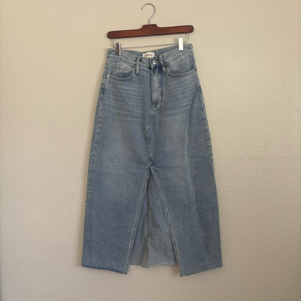 Driftwood denim midi skirt with middle slit